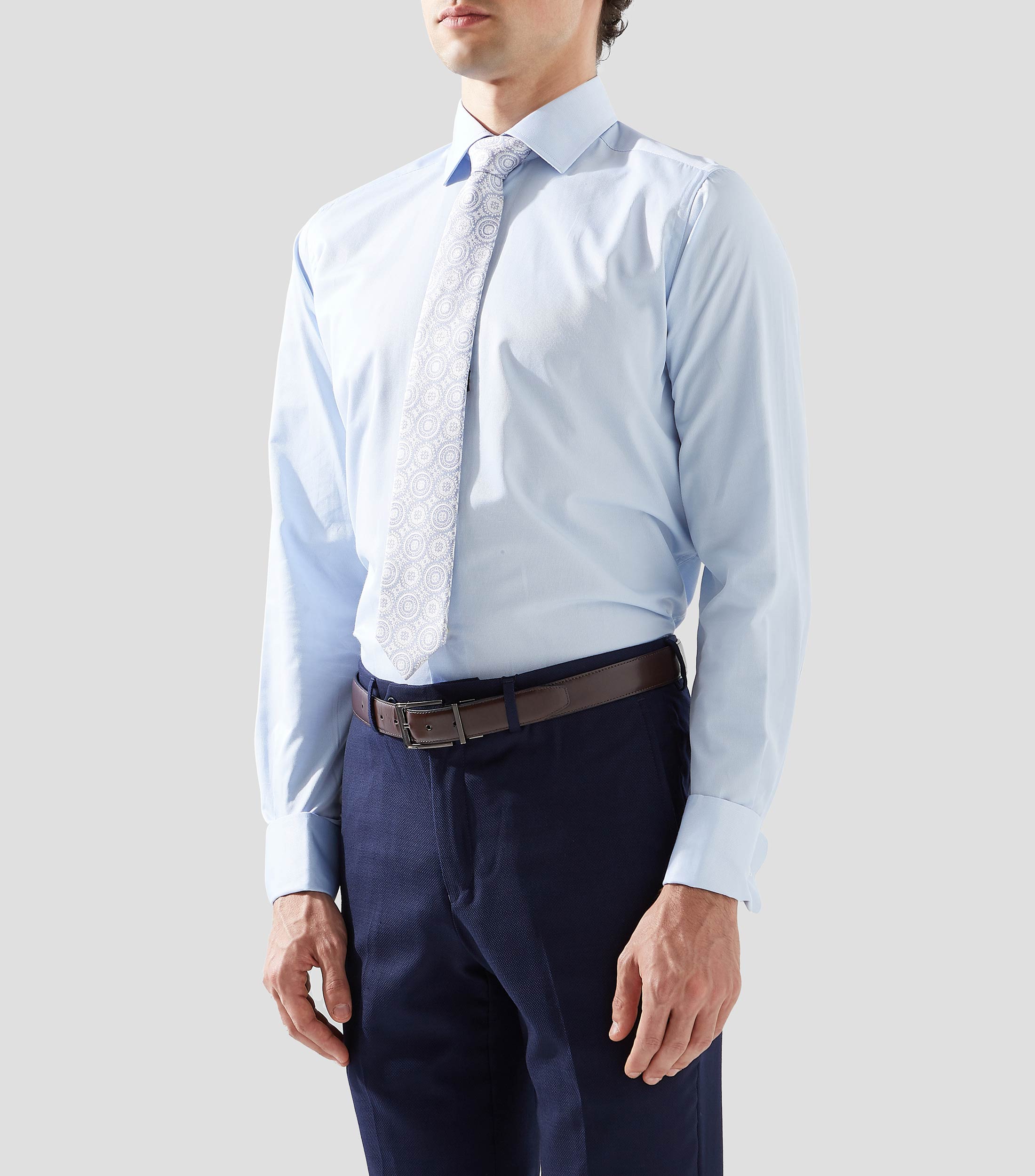 Camisa smoking con microdiseño manga larga Hombre
